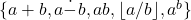 \{ a+b, a \dot{-} b, ab, \lfloor a/b \rfloor, a^b \}